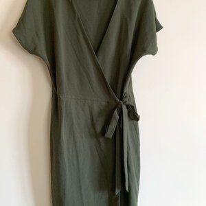Olive Green Wrap Dress